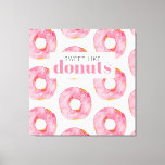 Lienzo Acuarela Rosa Moderna Dulce Como Cita De Donuts<br><div class="desc">Acuarela Rosa Moderna Dulce Como Cita De Donuts</div>