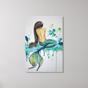 Lienzo Acuarela - Sirena