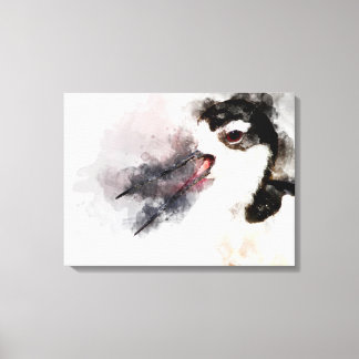 Lienzo acuarela Stilt de cuello negro