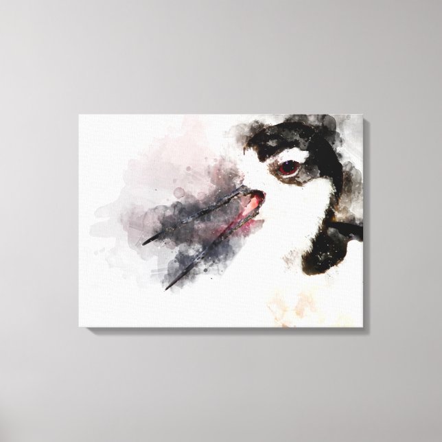 Lienzo acuarela Stilt de cuello negro (Anverso)