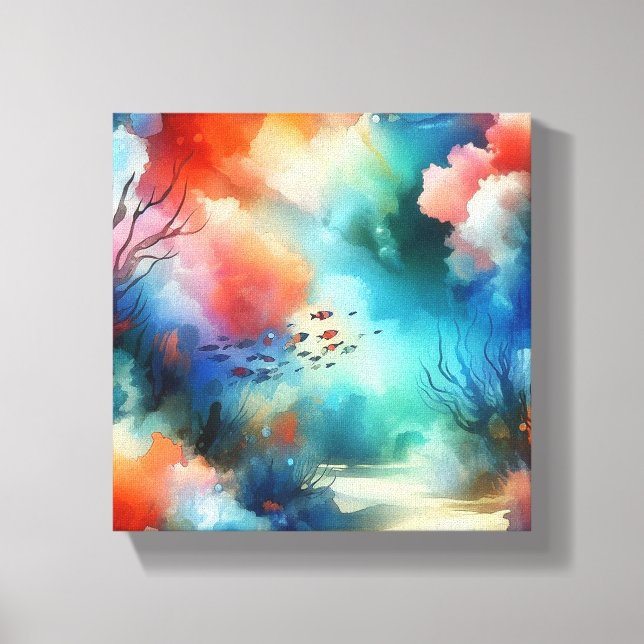 Lienzo acuarela submarina (Anverso)