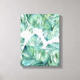 Lienzo Acuarela tropical Monstera Palm Leaves
