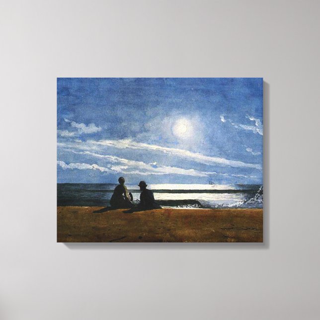 Lienzo acuarela Winslow Homer, luz de luna, (Anverso)