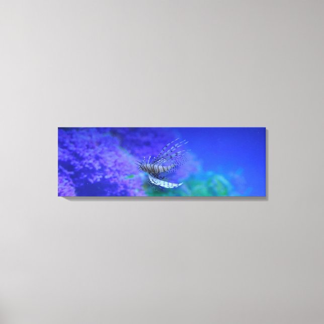 Lienzo Acuario de Lionfish Pescado Púrpura Pterois Zebraf (Anverso)