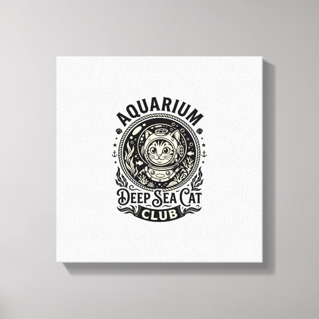 Lienzo Acuario Gato de Mar Profundo Gráfico Divertido - A (Anverso)