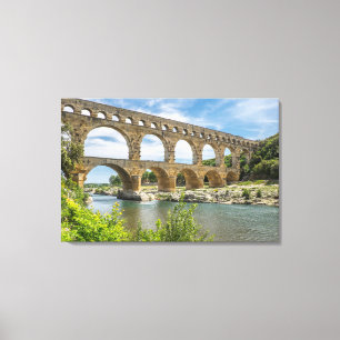Lienzo Acueducto romano sobre el río, Francia