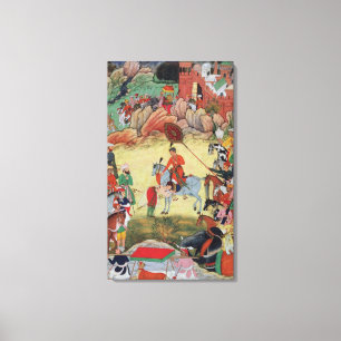 Lienzo Adham Khan rindiendo homenaje a Akbar en Sarangpur