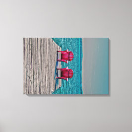 Lienzo Adirondack Beach preside una Verde azulada cabaña 