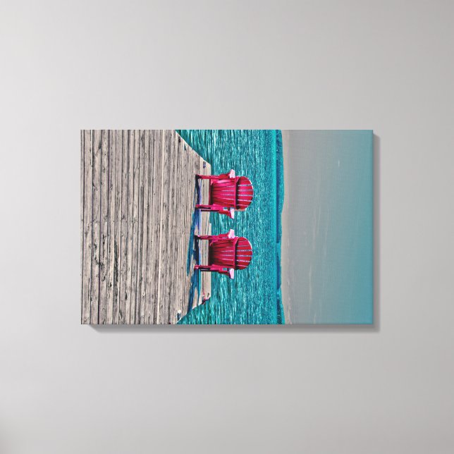 Lienzo Adirondack Beach preside una Verde azulada cabaña  (Anverso)