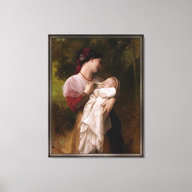 Lienzo Admiración Maternal de William Adolphe Bouguereau (Anverso)