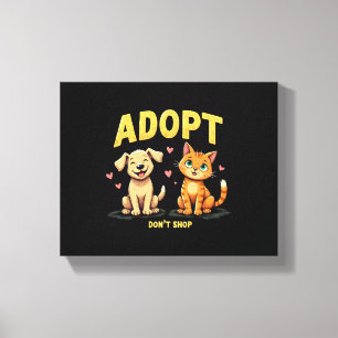 Lienzo Adopta No Compres - Rescate de Mascotas Adorables