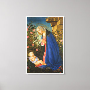 LIENZO ADORA VIRGEN DE NIÑO CRISTO DORMIDO