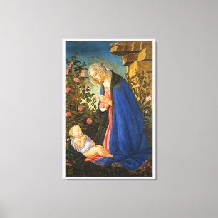 LIENZO ADORA VIRGEN DE NIÑO CRISTO DORMIDO