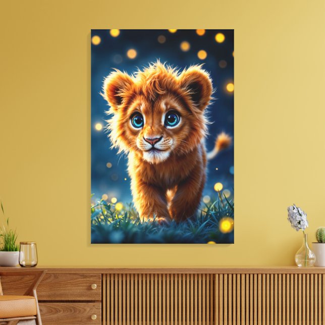 Lienzo Adorable cachorro de león peludo con ojos brillant (Insitu (Sala de estar))