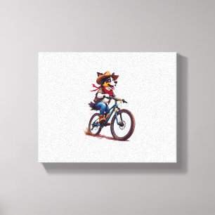 Lienzo Adorable Cowdog Riding Mountain Bike Adventure