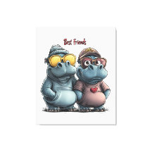 Adorable Hippo Best Friends Wall Art