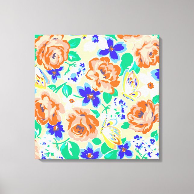 Lienzo Adorable patrón floral colorido (Anverso)