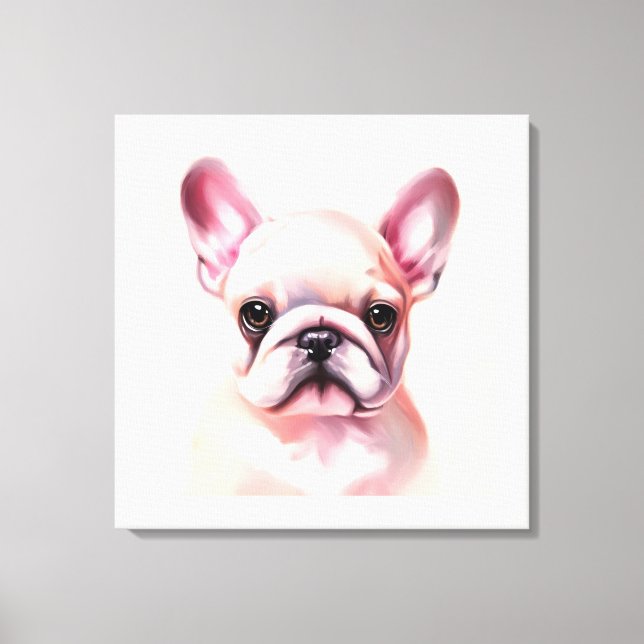 Lienzo Adorable pintura al bulldog francés (Anverso)