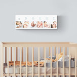 Lienzo ADORADO Collage de fotos de bebé azul y blanco<br><div class="desc">Crea tu propia impresión de lona estirada personalizada con tus propias fotos de bebé. Este diseño es lo suficientemente bonito para que el vivero y lo suficientemente elegante se exhiban en cualquier parte de tu casa. El diseño está escrito con la palabra "ADORED", con cada letra colocada encima de una...</div>