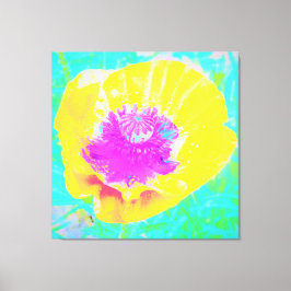 Lienzo Adormidera amarilla con centro rosado caliente en 