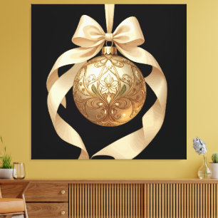 Lienzo Adorno de Navidad Elegante Beige y Marrón
