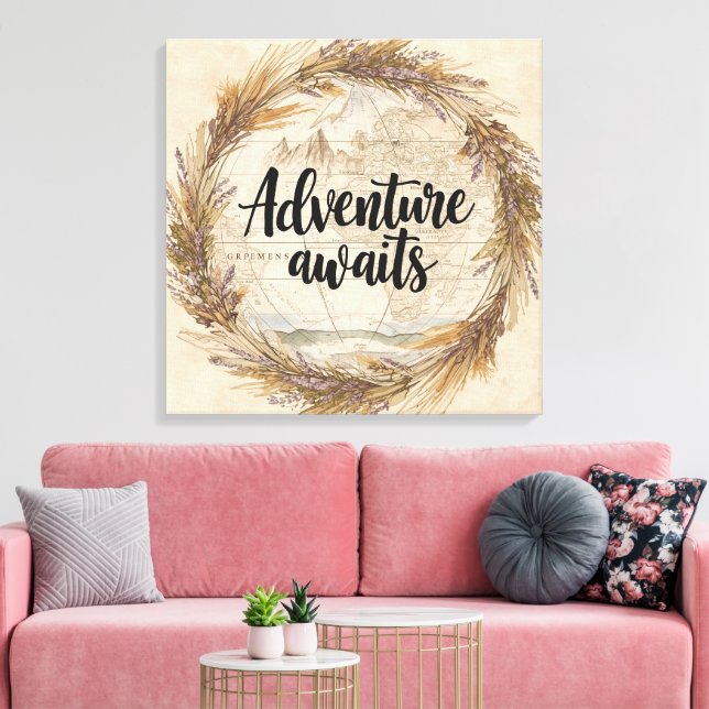 Lienzo Adventure Awaits Wall Art | Travel and Wanderlust  (Insitu (Sala de estar))