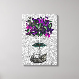 Lienzo Aeronave mariposa 2 morada y verde