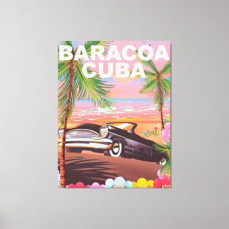 Lienzo Afiche de Baracoa Cuba sobre viajes en auto