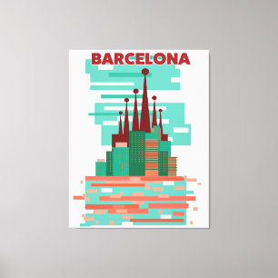 Lienzo Afiche de Barcelona retro Travel