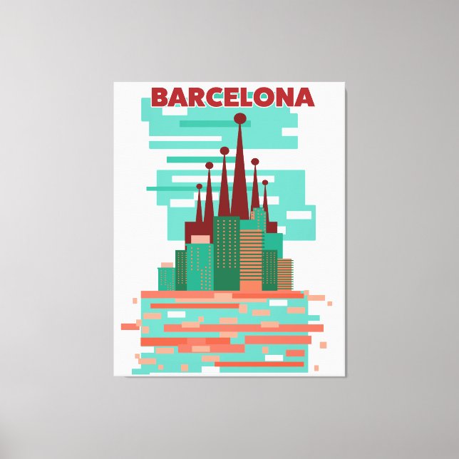 Lienzo Afiche de Barcelona retro Travel (Anverso)