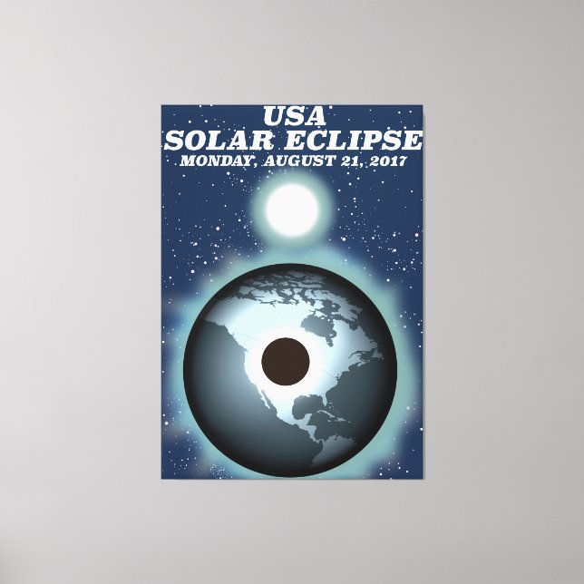 Lienzo Afiche de época del Eclipse Solar de Estados Unido (Anverso)