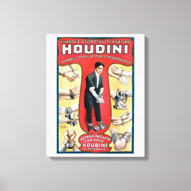 Lienzo Afiche de la cosecha de Houdini Magician 1909 rest (Anverso)
