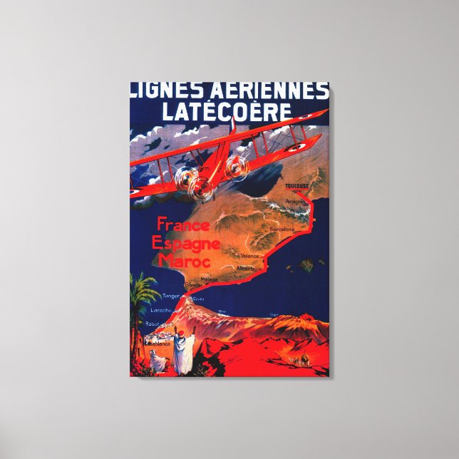 Lienzo Afiche de la cosecha de Lignes Aeriennes Latecoere (Anverso)