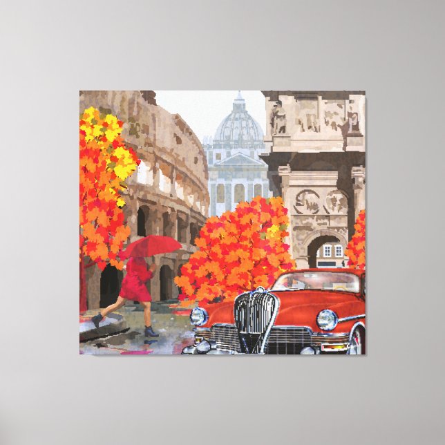 Lienzo Afiche de la época de la lluvia en Roma (Anverso)