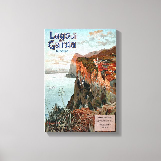 Lienzo Afiche de la época del Lago de Garda (Anverso)