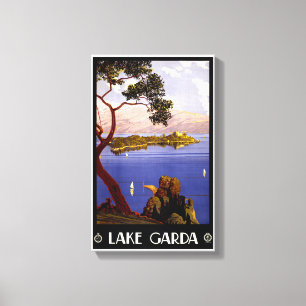 Lienzo Afiche de la época del lago Garda restaurado