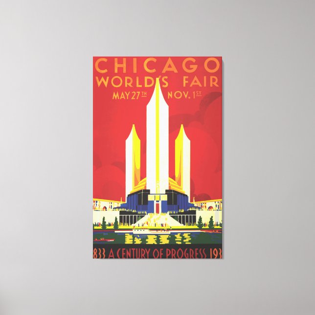 Lienzo Afiche de la Feria del Mundo de Chicago (Anverso)