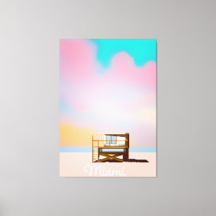 Lienzo Afiche de Miami Lifeguard Travel