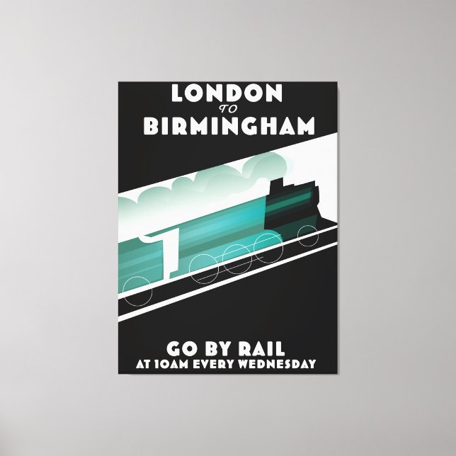 Lienzo Afiche de tren de Londres a Birmingham (Anverso)
