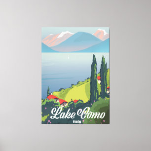 Lienzo Afiche de viaje al estilo vintage del Lago de Como