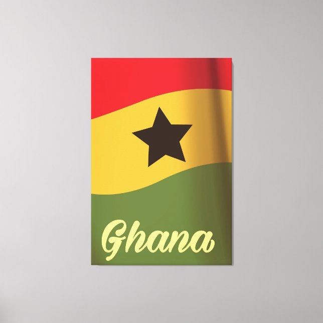 Lienzo Afiche de viaje con bandera nacional de Ghana (Anverso)
