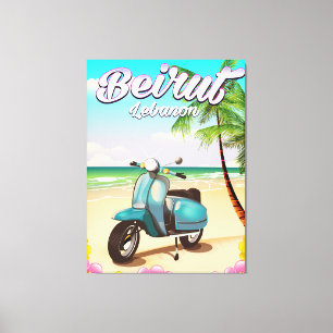 Lienzo Afiche de viaje de Beirut Lebanon Scooter