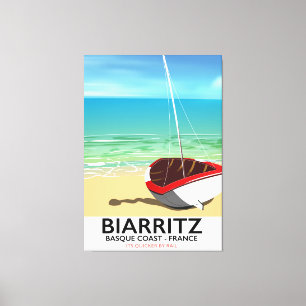 Lienzo Afiche de viaje de Biarritz France Beach