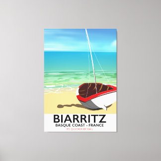 Lienzo Afiche de viaje de Biarritz France Beach