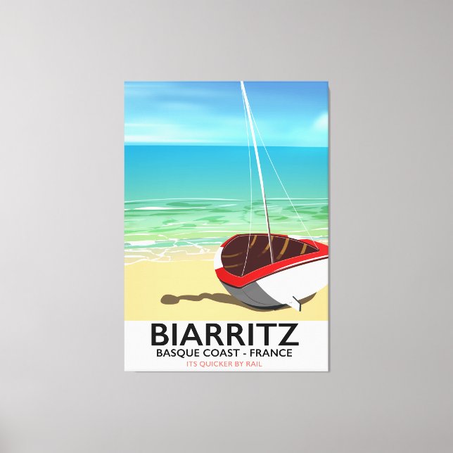 Lienzo Afiche de viaje de Biarritz France Beach (Anverso)