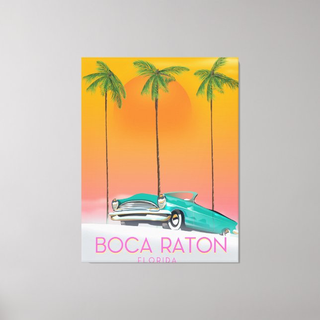 Lienzo Afiche de viaje de Boca Raton Florida. (Anverso)