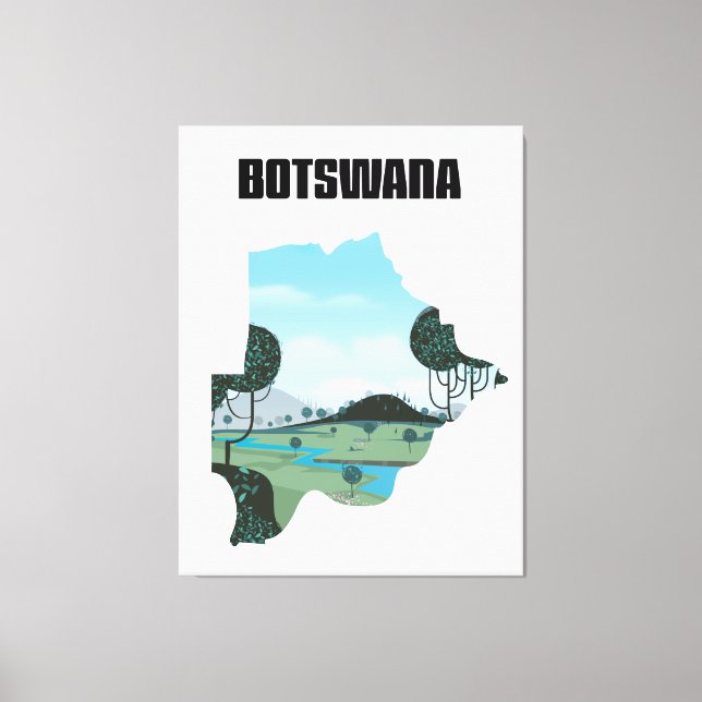 Lienzo Afiche de viaje de Botsuana (Anverso)