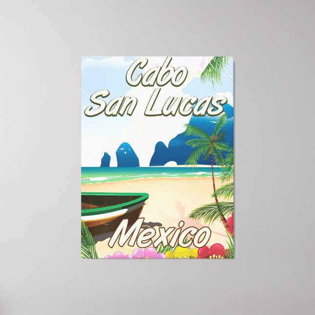 Lienzo Afiche de viaje de Cabo San Lucas México (Anverso)