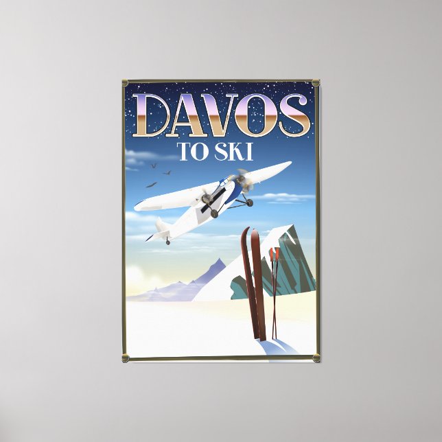 Lienzo Afiche de viaje de Davos Suiza (Anverso)