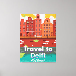 Lienzo Afiche de viaje de Delft Holland